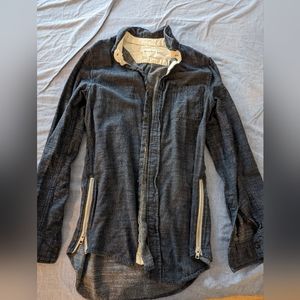 On The Byas Navy Collar Zipper Shirt